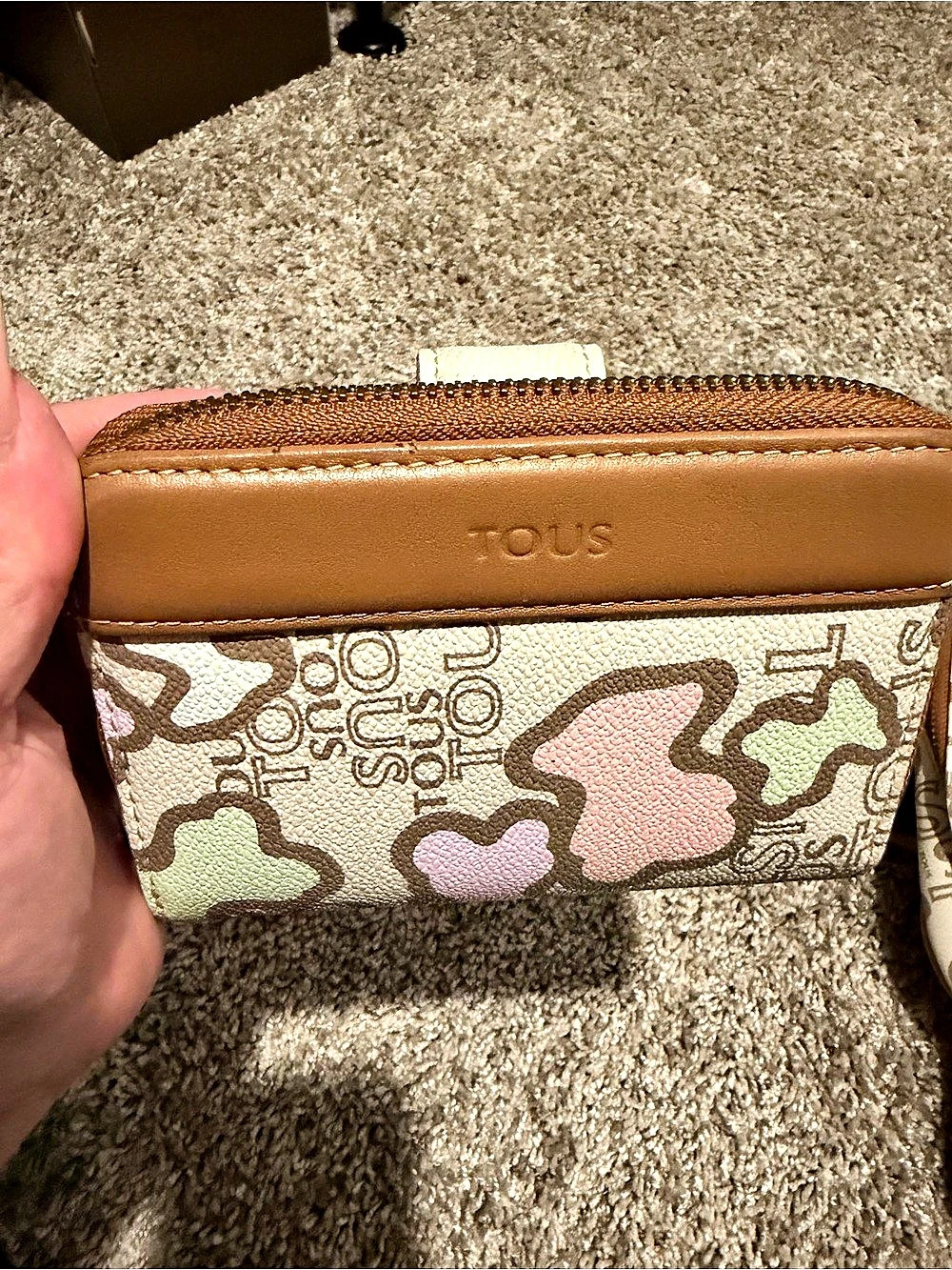 TOUS Icon Medium Zip-Around / Folding Wallet Brown & Pink